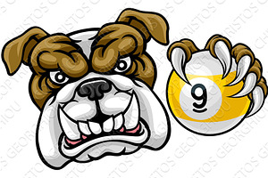 Bulldog Nine Ball Pool Mascot, an Object Illustration by Christos Georghiou