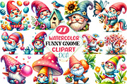 Funny Spring Gnome clipart, an Illustration by DreamCafeArt (Thumbnail 1 of 3)