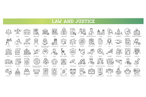 Law and Justice line icons, an Icon by Tettygreen