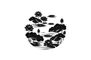 Lotus Pond Silhouette SVG Bundle, an Illustration by yasushie (Thumbnail 23 of 31)