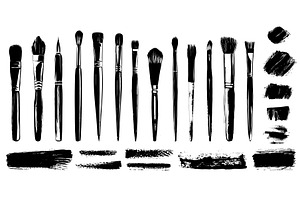 Sketch black brushes, ink blobs and, an Illustration by Valerie Bodnar
