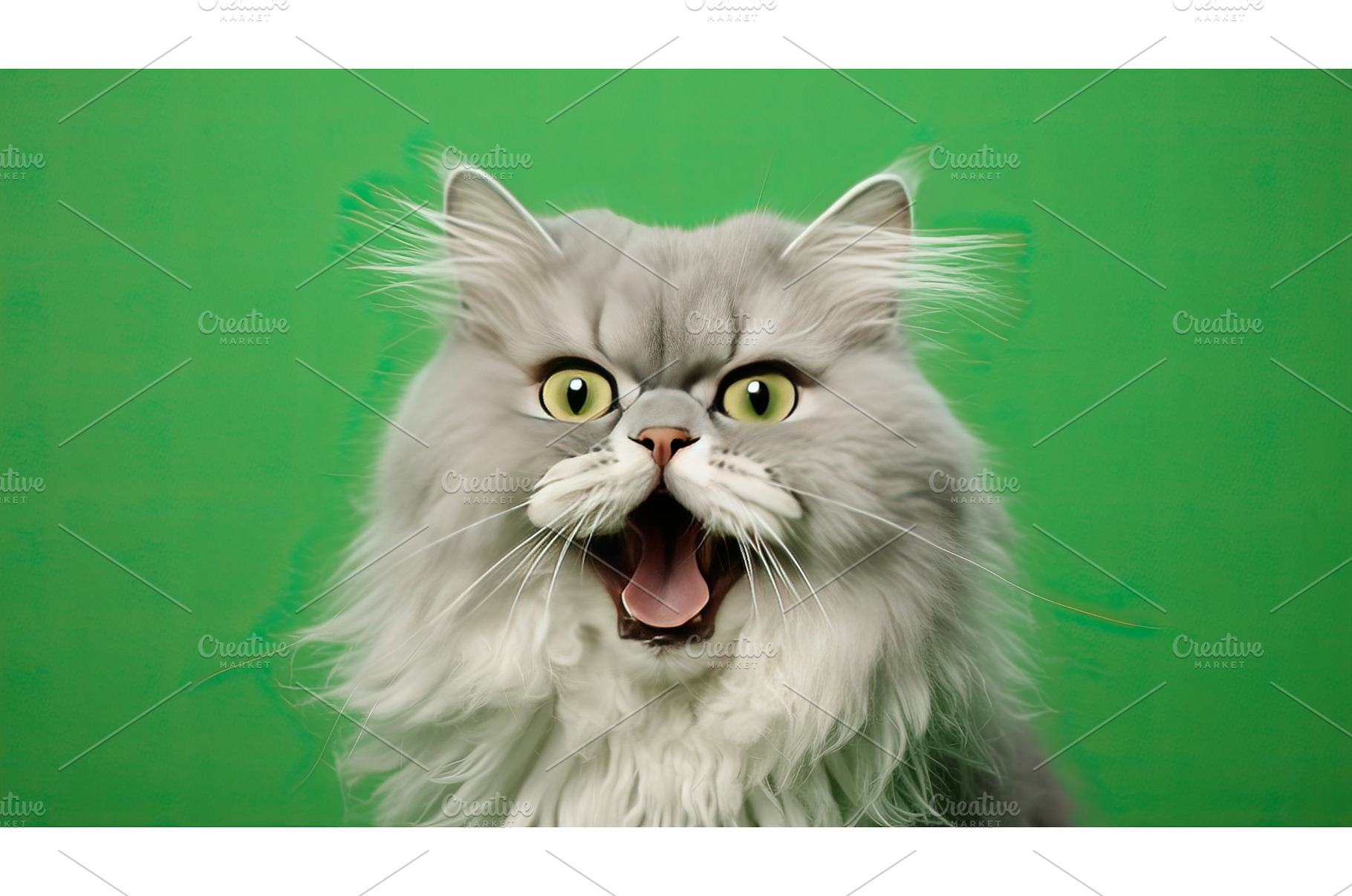 cat with funny face on pink, an Animal Photo by Neirfy
