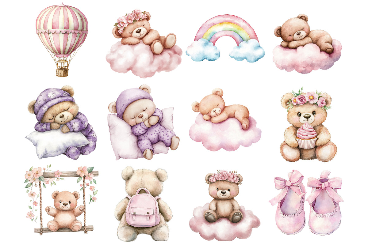 Watercolor Baby Shower Clipart, a Seasonal Illustration by CitraGraphics (Photo 3 of 4)