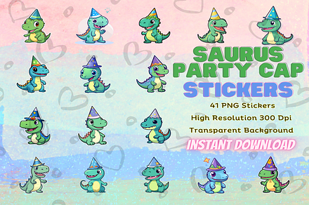 Dinosaur Birthday Hat Stickers