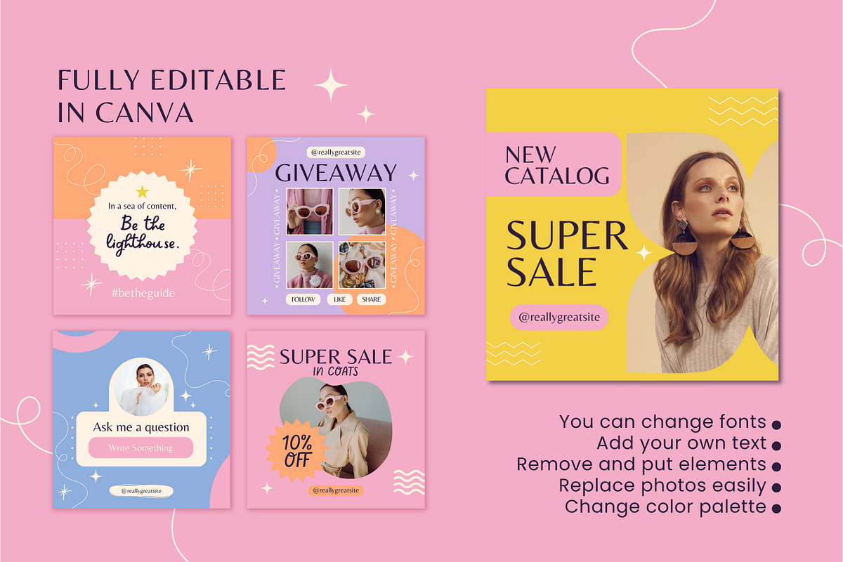 150 Instagram Posts Canva Templates, a Templates & Theme by TemplateCastleStore (Photo 10 of 10)