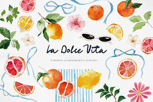 Watercolor Clipart - LA DOLCE VITA, a Decorative Illustration by Beigetime