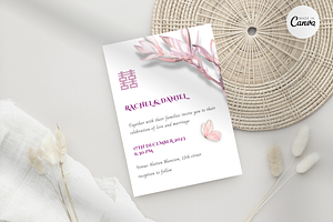 Asian Floral Wedding Invite - B10A