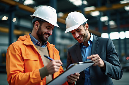 Engineers reviewing work plan in ind, an Industrial Photo by Perpis