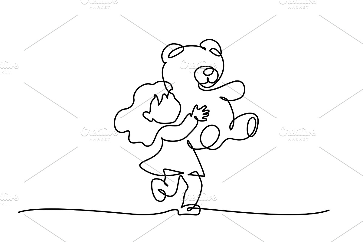 Little girl embracing her teddy bear, a Person Illustration by Valenty (Photo 1 of 5)