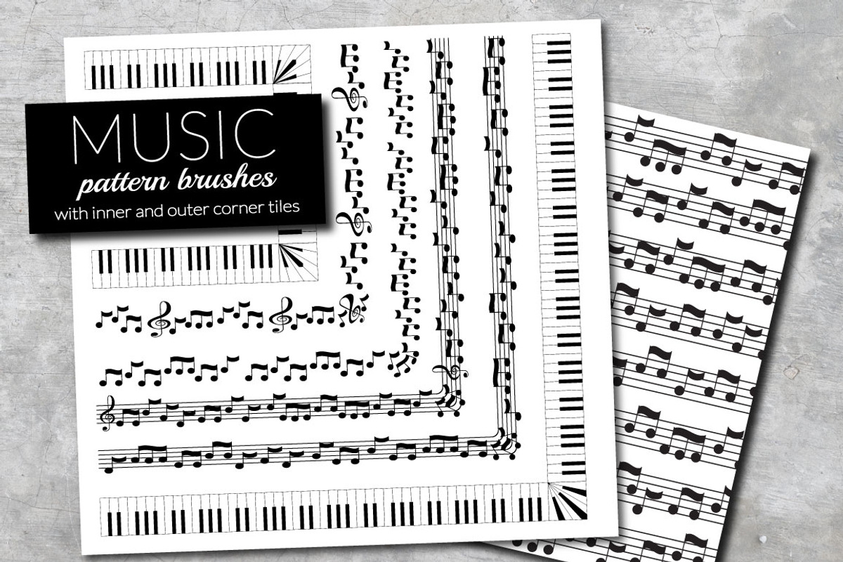Music Brushes for Adobe Illustrator, a Brush Add-On by Elinorka (Photo 1 of 3)