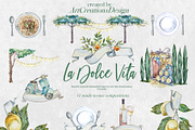 Watercolor La Dolce Vita Clipart, an Education Illustration by ArtCreationsDesign (Thumbnail 8 of 12)