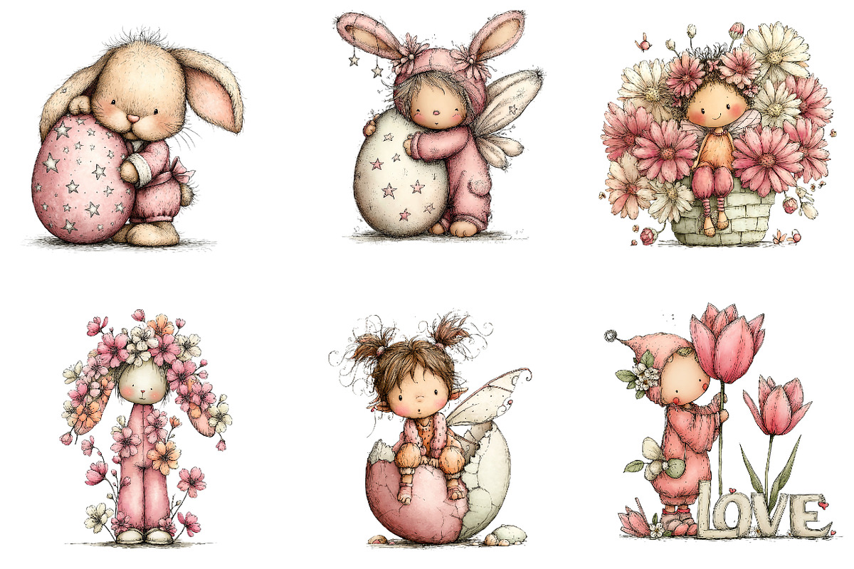 Whimsical Easter fairy Clipart, an Illustration by CreationArt (Photo 3 of 7)