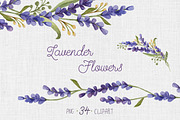 Watercolor set with Lavender Flowers, an Illustration by NataliVA (Thumbnail 1 of 4)