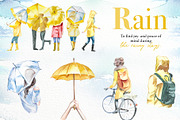 Watercolor Rain Clipart Set, a Seasonal Illustration by ArtCreationsDesign (Thumbnail 7 of 12)