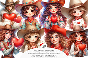 Quirky Valentine Cowgirl Clipart PNG, an Illustration by SinaCreation (Thumbnail 1 of 11)