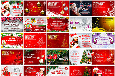 50 Christmas Party Flyers Cards Bun, a Poster Template by AfzaalGraphics