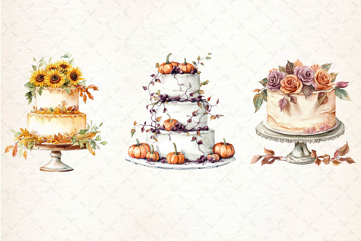 Autumn Wedding Cake Clipart, an Illustration by Dream Creation (Photo 5 of 6)