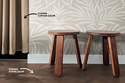 Wallpaper Mockup with wooden stools, a Household Mockup by Andrea Muller (Thumbnail 2 of 6)