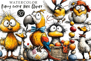 Funny Easter Bird Clipart, an Illustration by OK Design