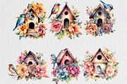 Watercolor Spring Bird Feeder Clipar, an Animal Illustration by Colorsfav (Thumbnail 4 of 5)