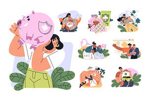 Insurance policies concept set, a Finance Illustration by PaperTrident