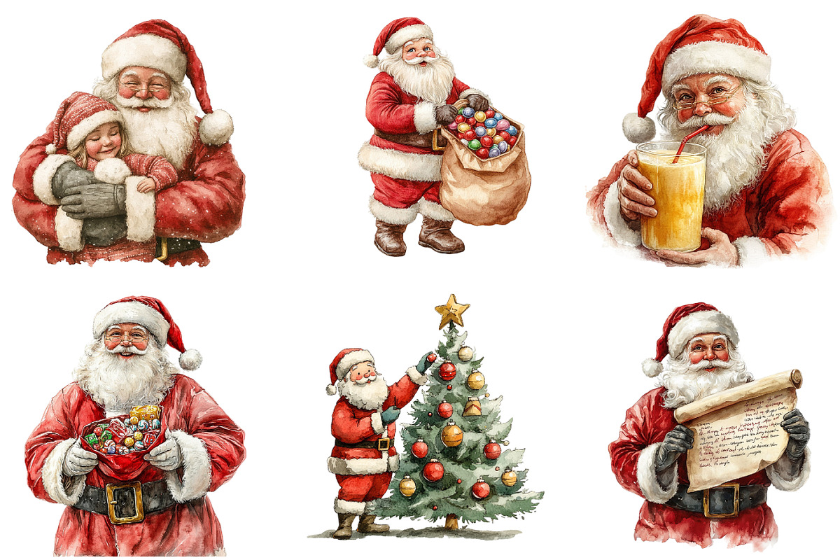 Retro Christmas Santa PNG Clipart, an Illustration by DreamArtGraphic (Photo 2 of 5)