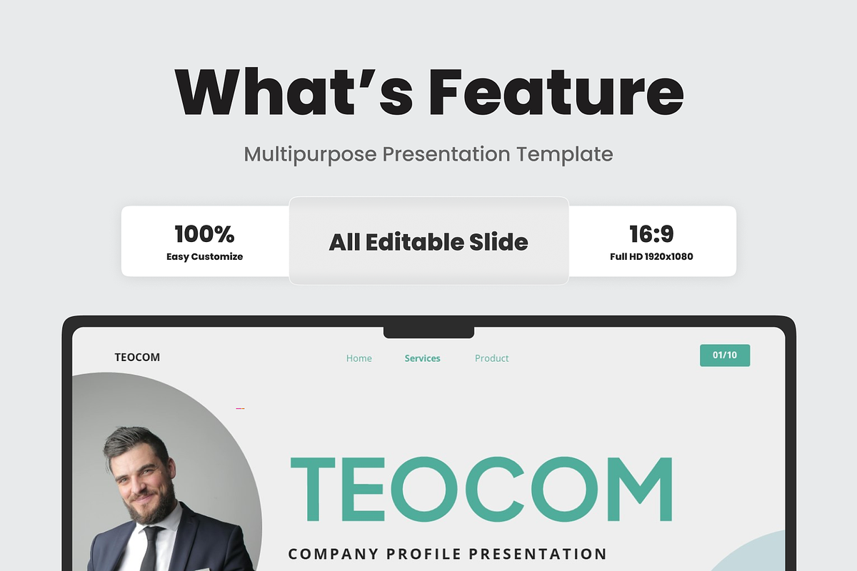 Teocom Company Profile Google Slide, a Presentation Template by SquidPixey (Photo 2 of 6)