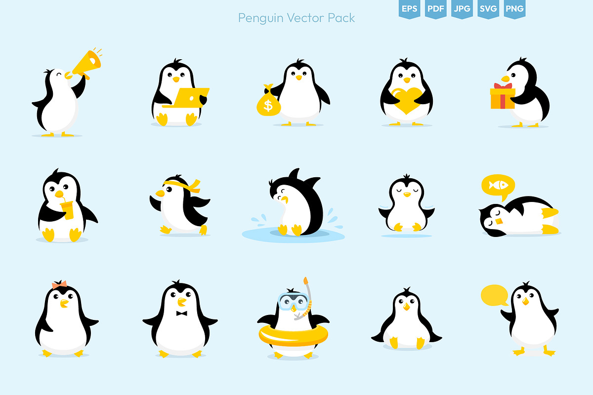 Cute Penguin Illustrations, an Illustration by Ilia Design (Photo 2 of 6)