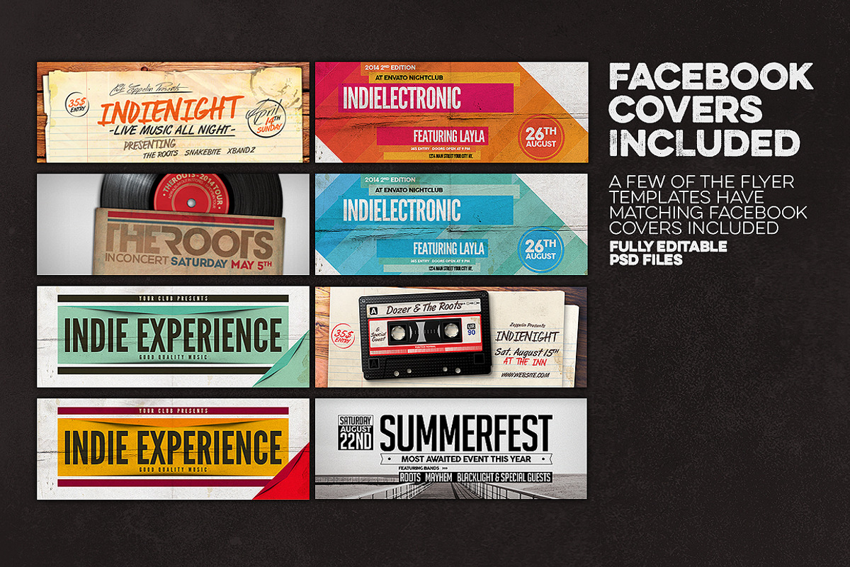 12 Indie Flyers Bundle + FB Covers, a Flyer Template by Graphicdome (Photo 5 of 5)