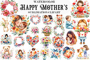 Watercolor Happy Mother's Day, a Seasonal Illustration by Designking (Thumbnail 1 of 5)