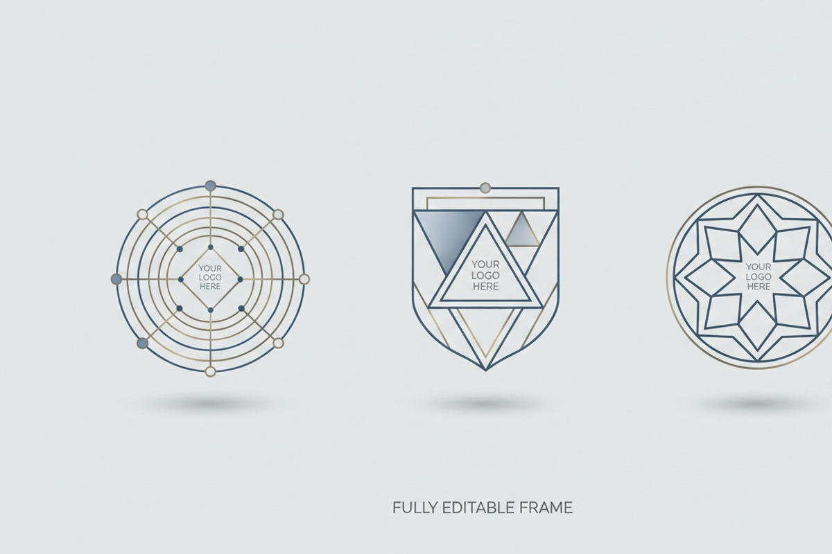 24 Minimal Geometric Logo Frames, an Emoji Icon by adenpinkstore (Photo 7 of 12)