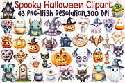 Cute Spooky Halloween Clipart Bundle, an Illustration by Sublimation Artist (Thumbnail 1 of 6)