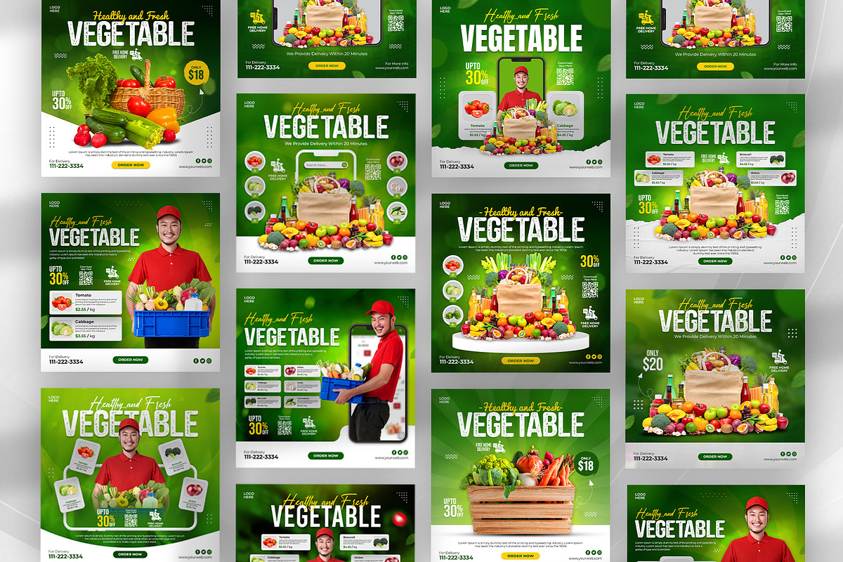 Vegetable Instagram Post Template, a Social Media Template by Abdul Studio (Photo 4 of 4)