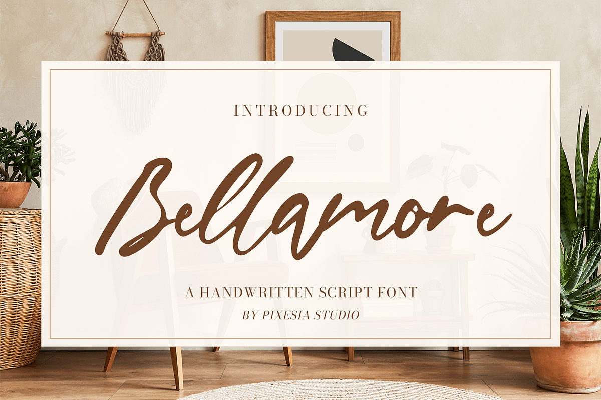 Bellamore – Handwritten Script Font, a Handwritten Font by Pixesia Studio (Photo 1 of 11)