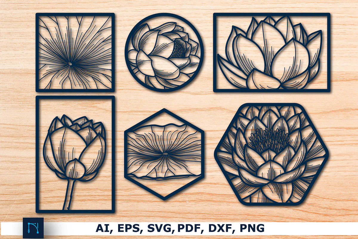 Laser-cut lotus wall decor SVG Bundl, a Graphic by NGISED