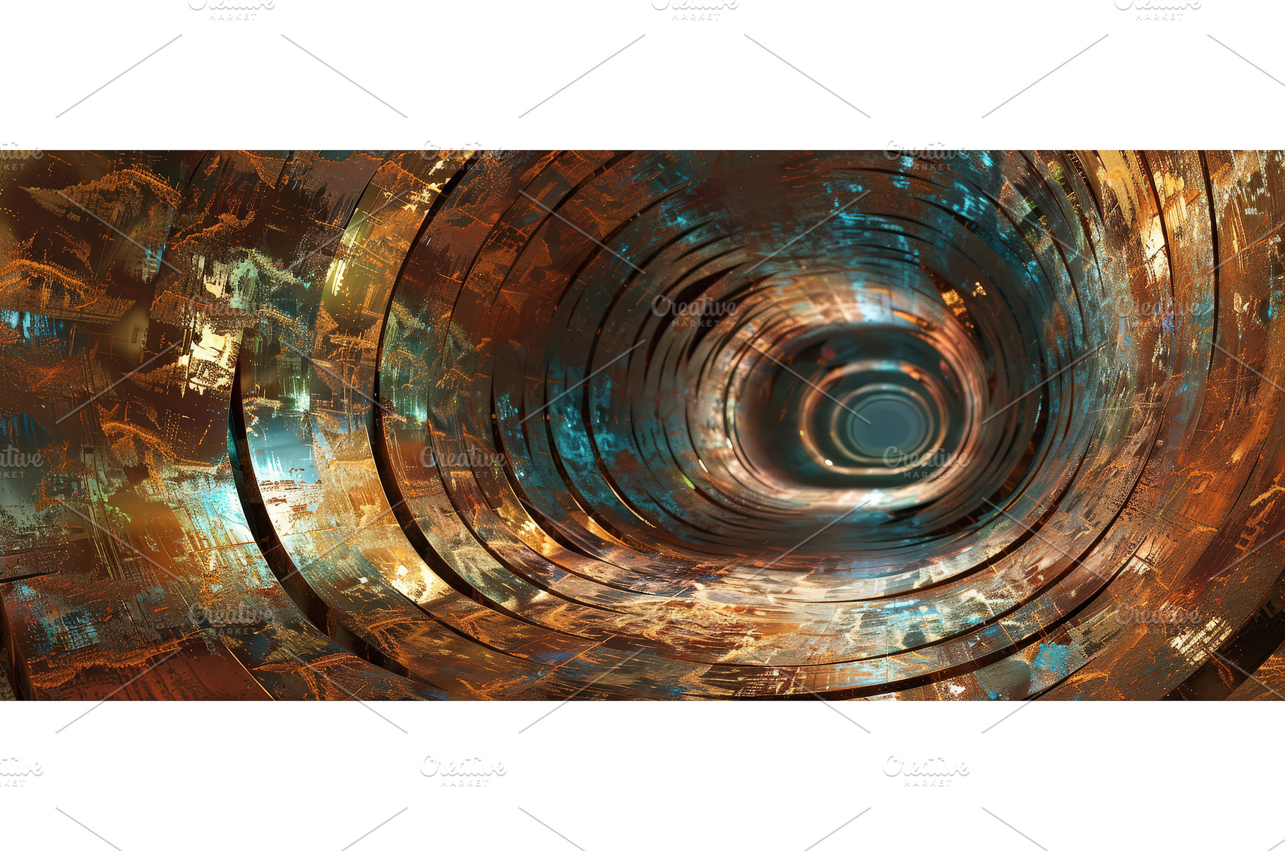 Abstract metallic tunnel with golden, an Abstract Photo by piter.goskov