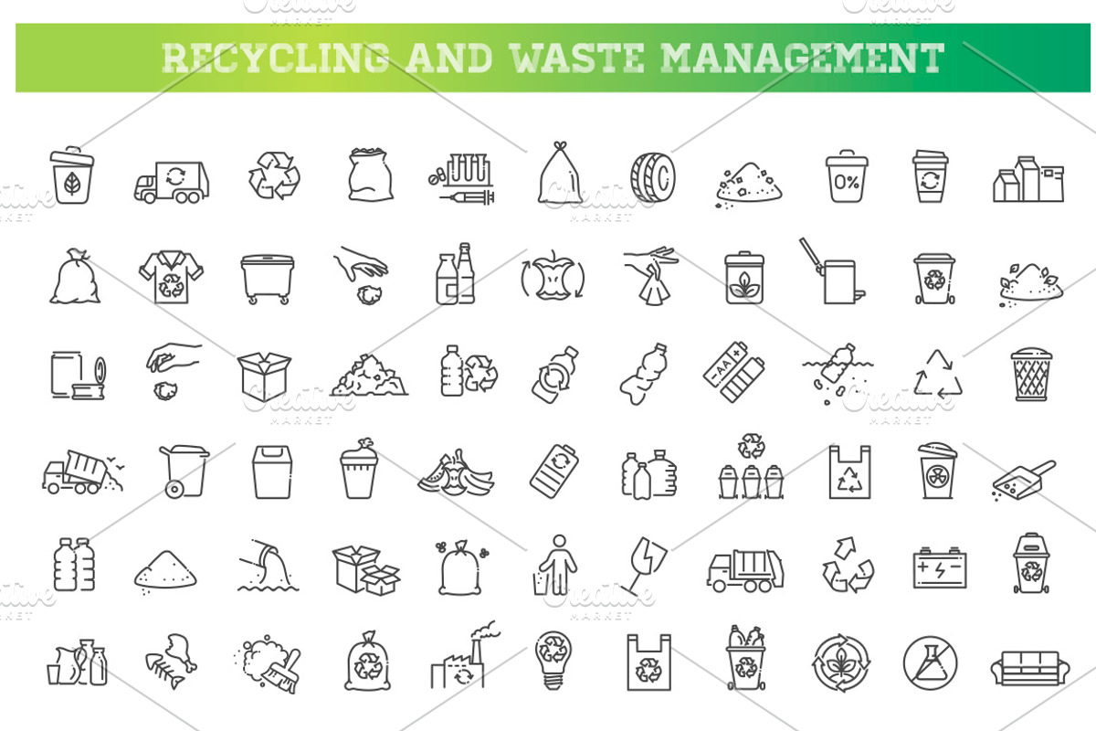 Recycling and Waste Management, an Outline Icon by Tettygreen (Photo 1 of 2)