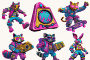 80s Neon Cartoon Clipart Bundle, an Object Illustration by BusyDaydesign (Thumbnail 4 of 9)