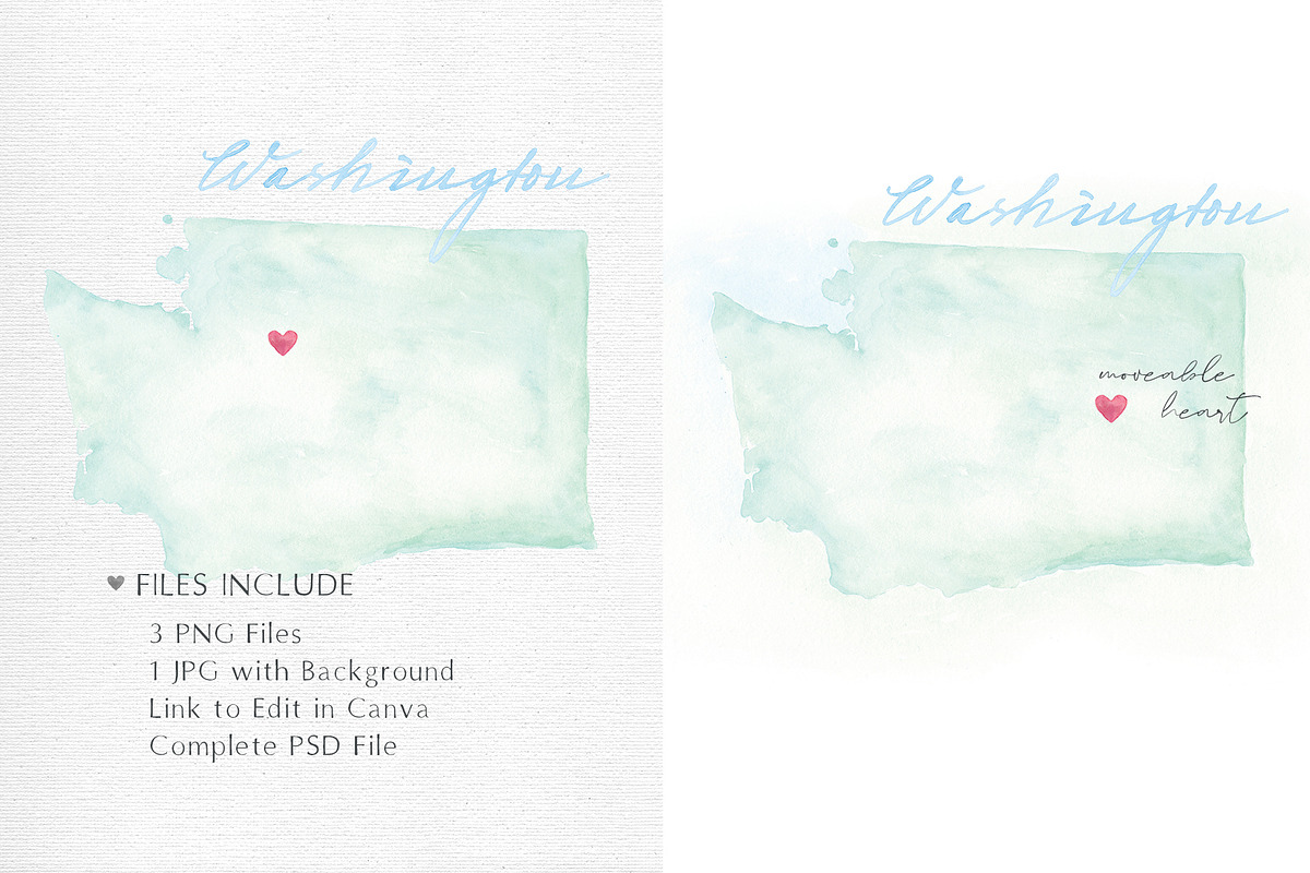 Watercolor Map of Washington, a Graphic by Beloved Paper (Photo 3 of 6)