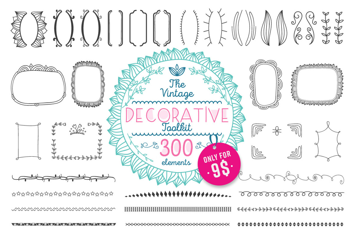 300+ vintage decorative elements, a Decorative Illustration by Alfazet Chronicles (Photo 1 of 5)