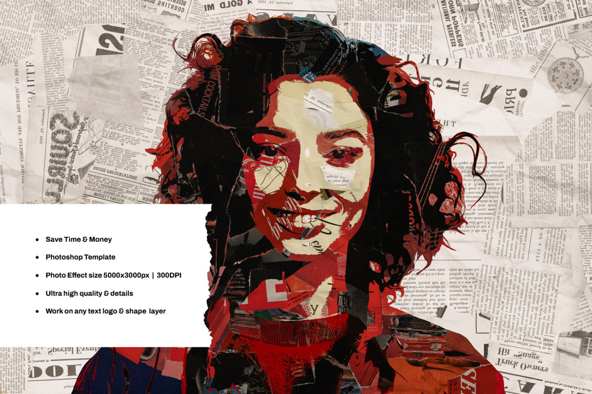Collage Art Photo Effect, a Layer Style Add-On by dokudokunomi