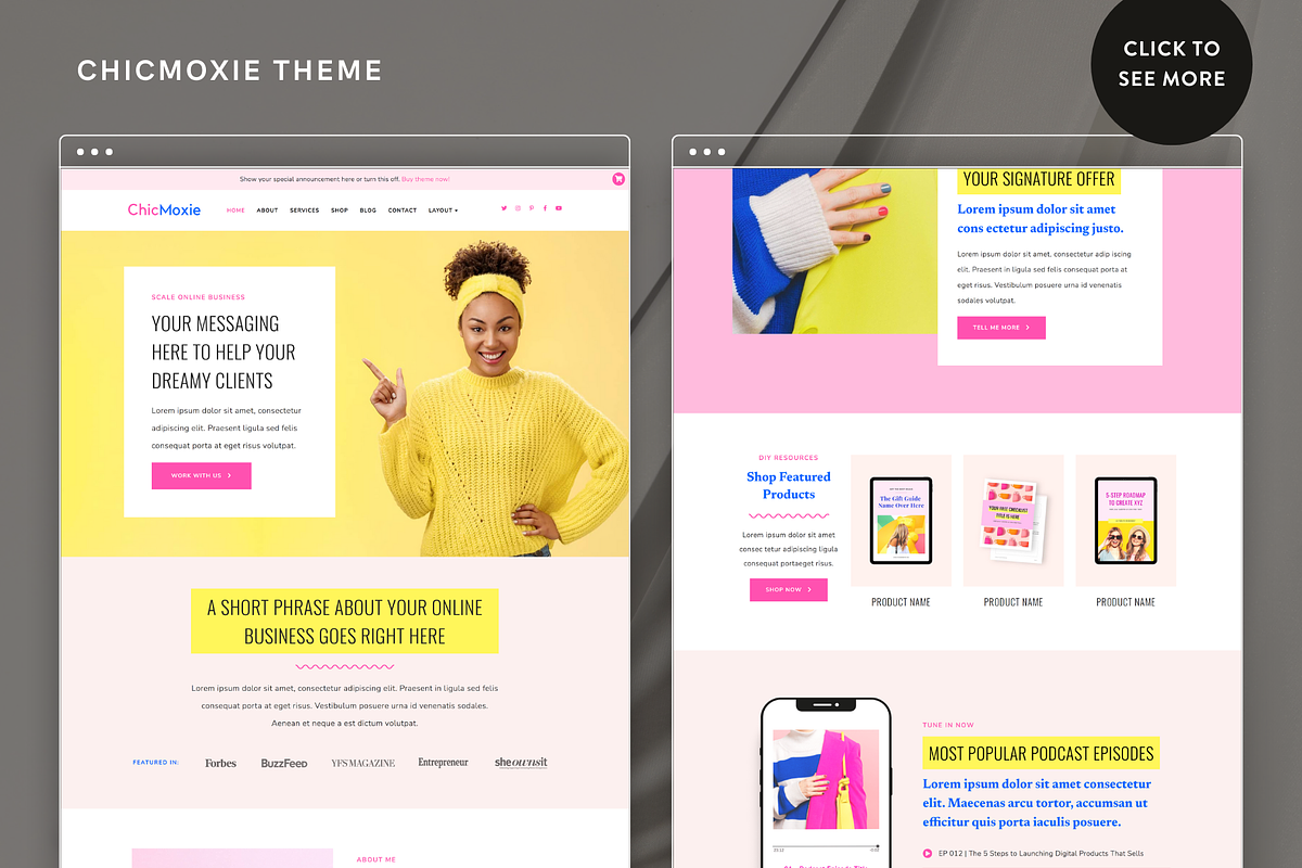 ChicMoxie Elementor WordPress Theme, a WordPress Template by Bluchic (Photo 2 of 5)