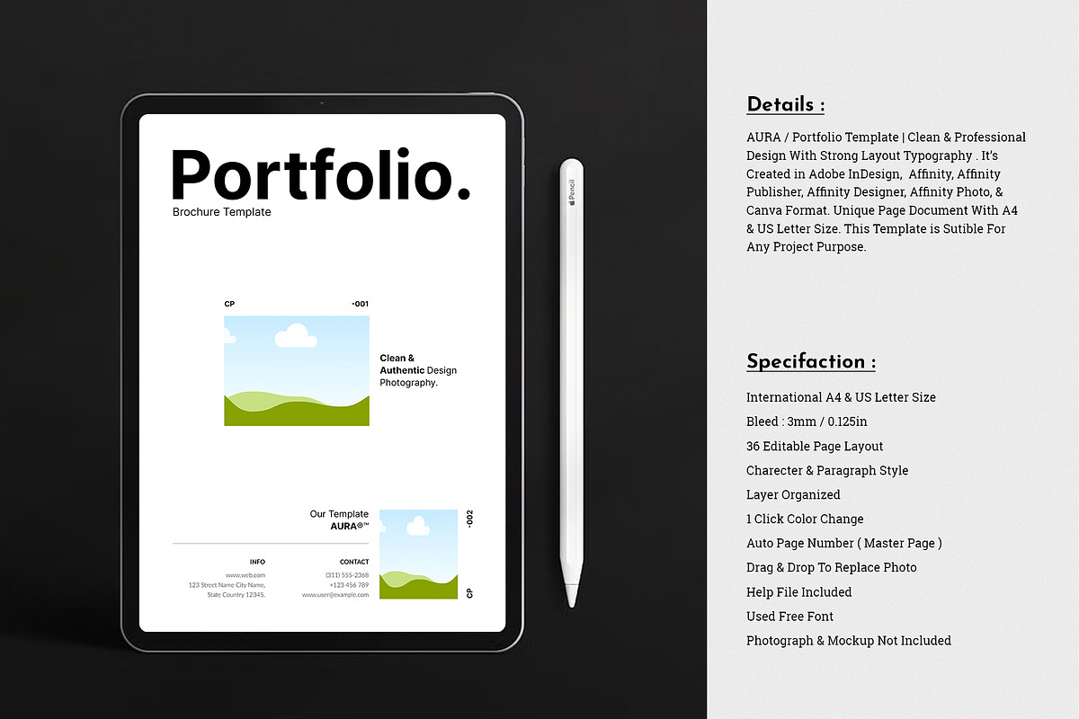 AURA Brochure Portfolio Template, a Brochure Template by TemplateFolio-Shop (Photo 3 of 18)