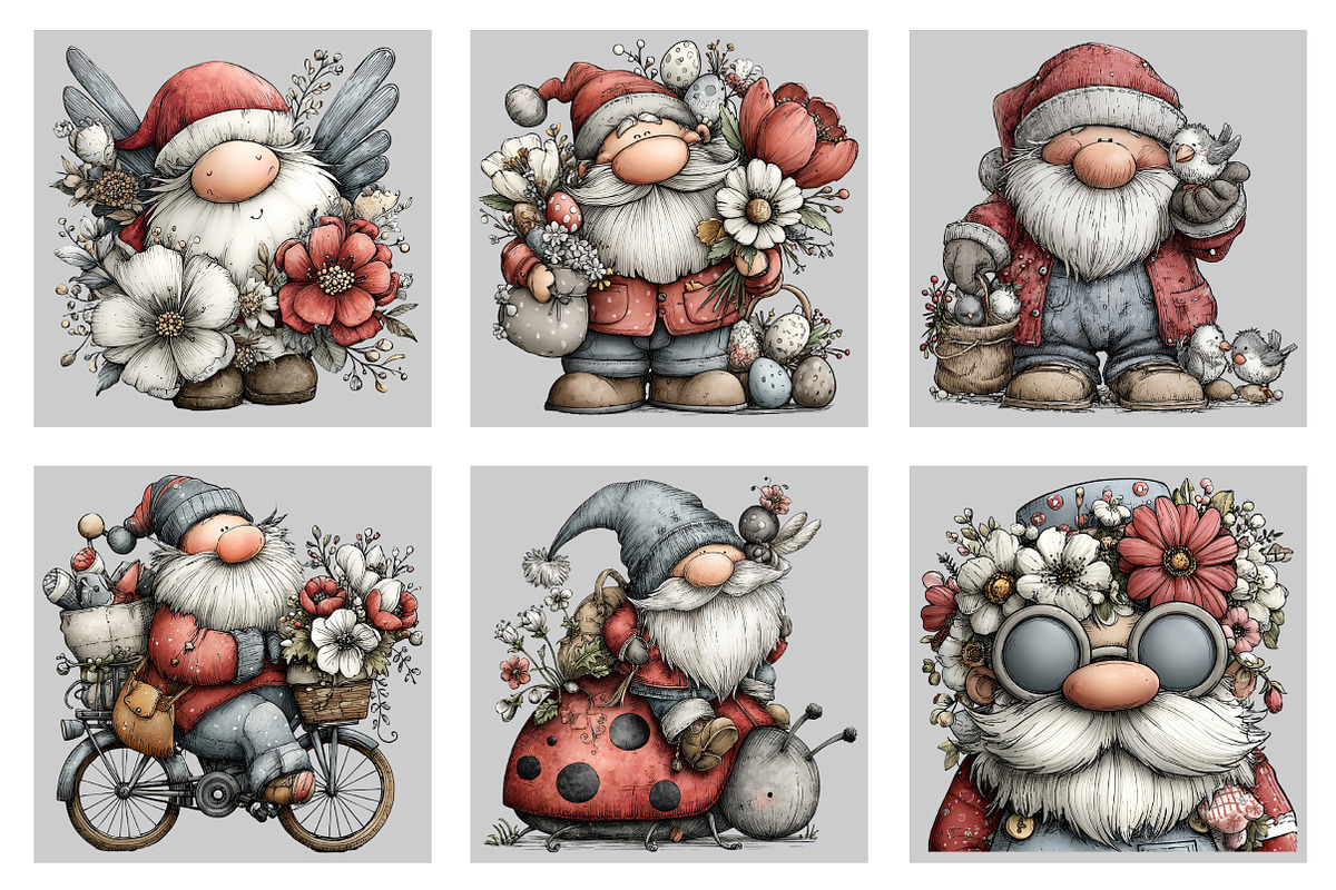 Whimsical Spring Santa Clipart, an Illustration by Black Bird Studio (Photo 3 of 5)