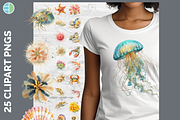 Marine Invertebrate Clipart, 25 PNG, an Animal Illustration by Enliven Designs (Thumbnail 1 of 8)