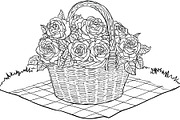 Bloom Basket Coloring Pages, an Illustration by yasushie (Thumbnail 6 of 9)