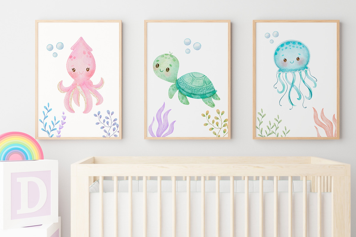 Under the Sea 2 Watercolor Clipart, an Animal Illustration by Estúdio Lin (Photo 5 of 7)