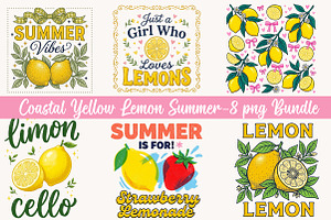 Coastal Yellow Lemon Summer Bundle, a Seasonal Illustration by Designworld