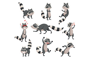 Cartoon raccoon character emotions, an Animal Illustration by the8monkey