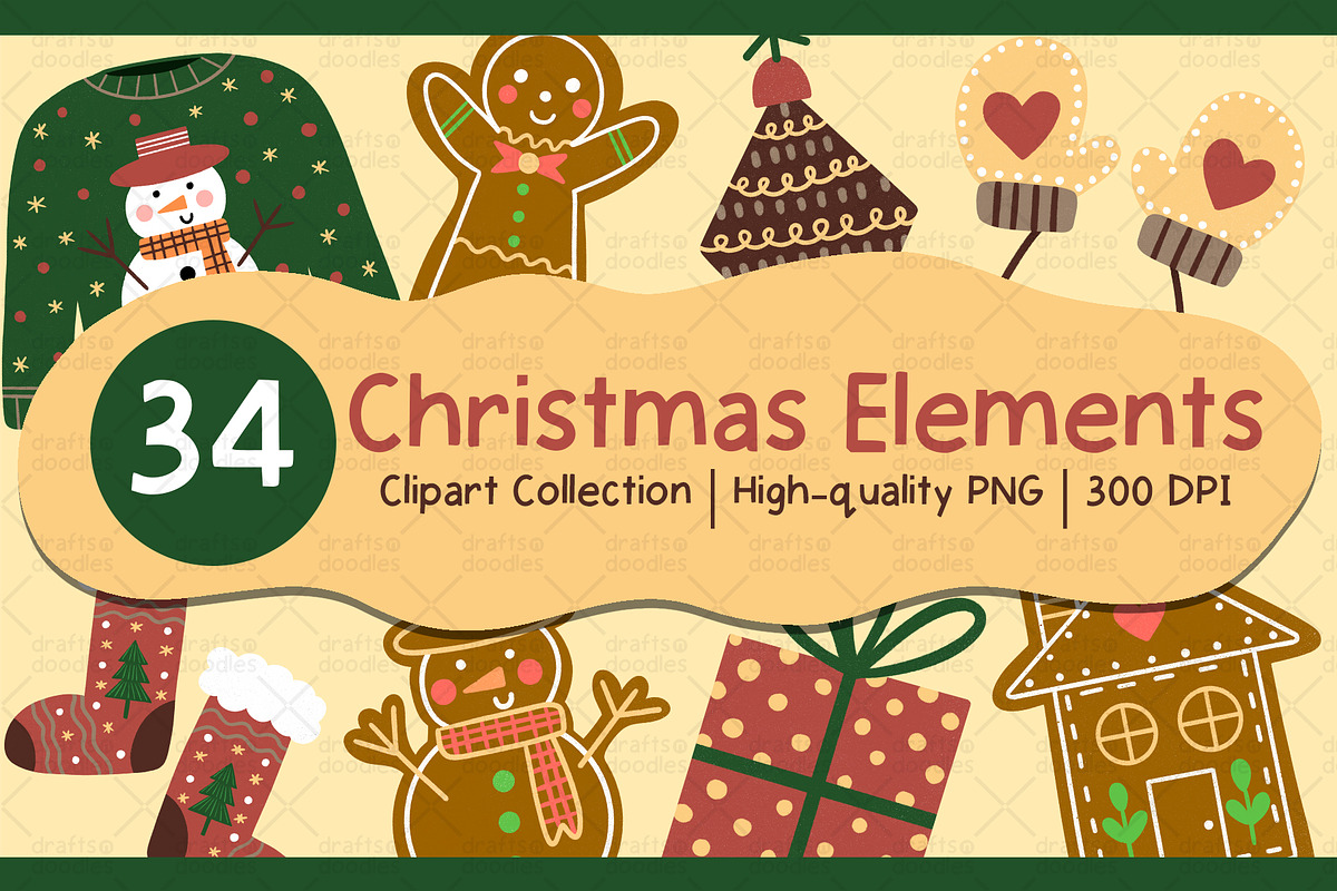 Christmas Elements Clipart Set, an Object Graphic by Drafts n Doodles (Photo 1 of 3)